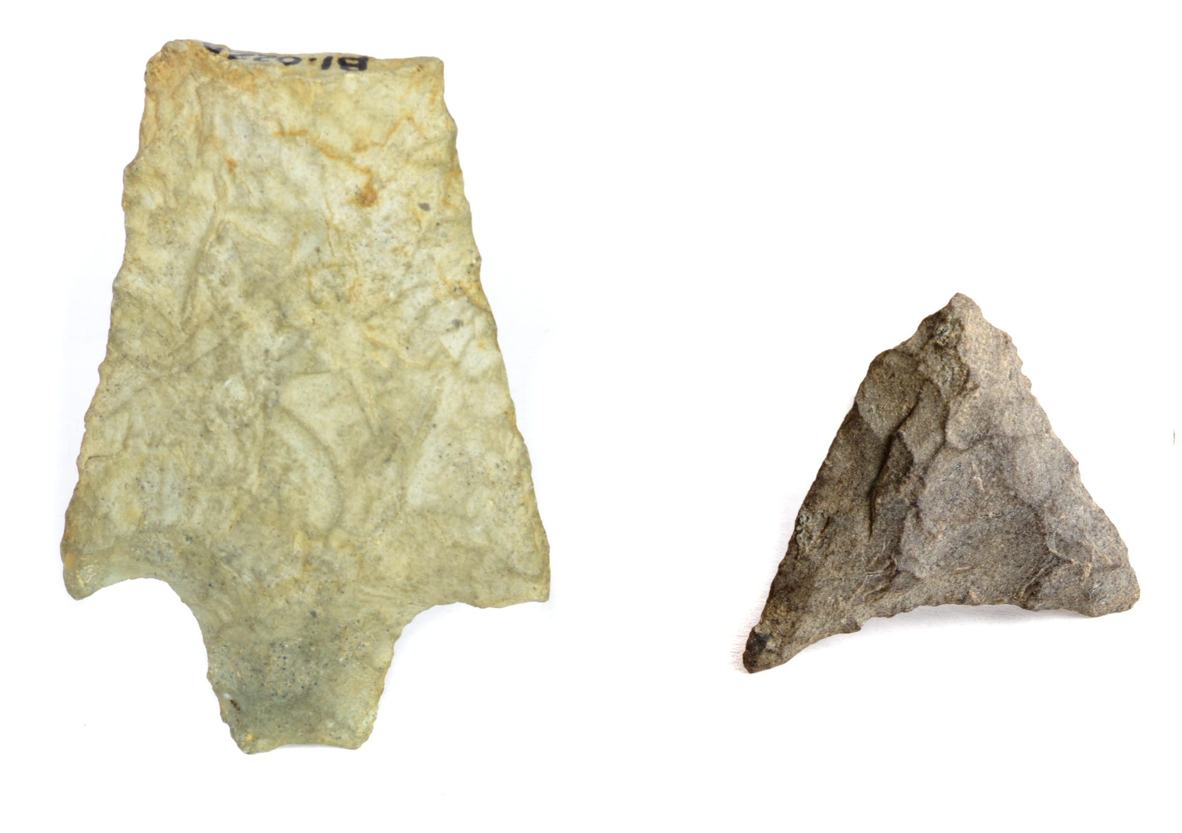 two stone tools from Native Massachusett people found on Boston Common