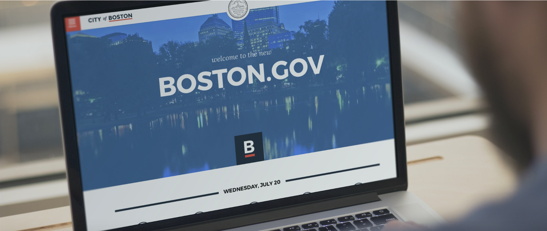 Image for a view of boston gov on a laptop