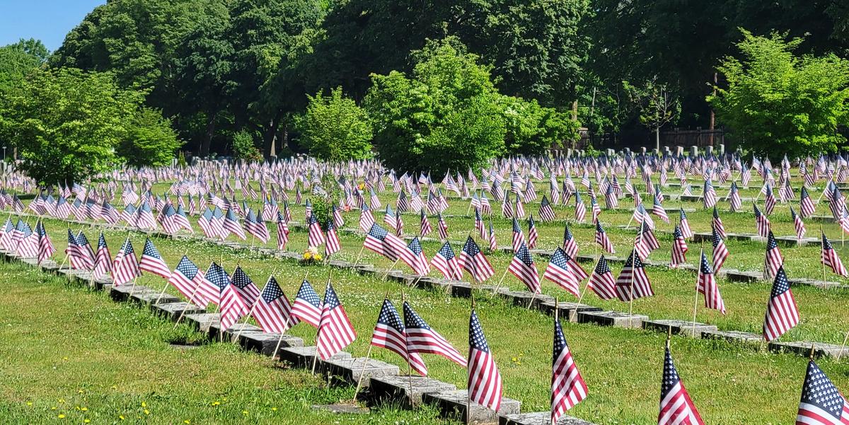 Mount Hope Cemetery flags for veterans