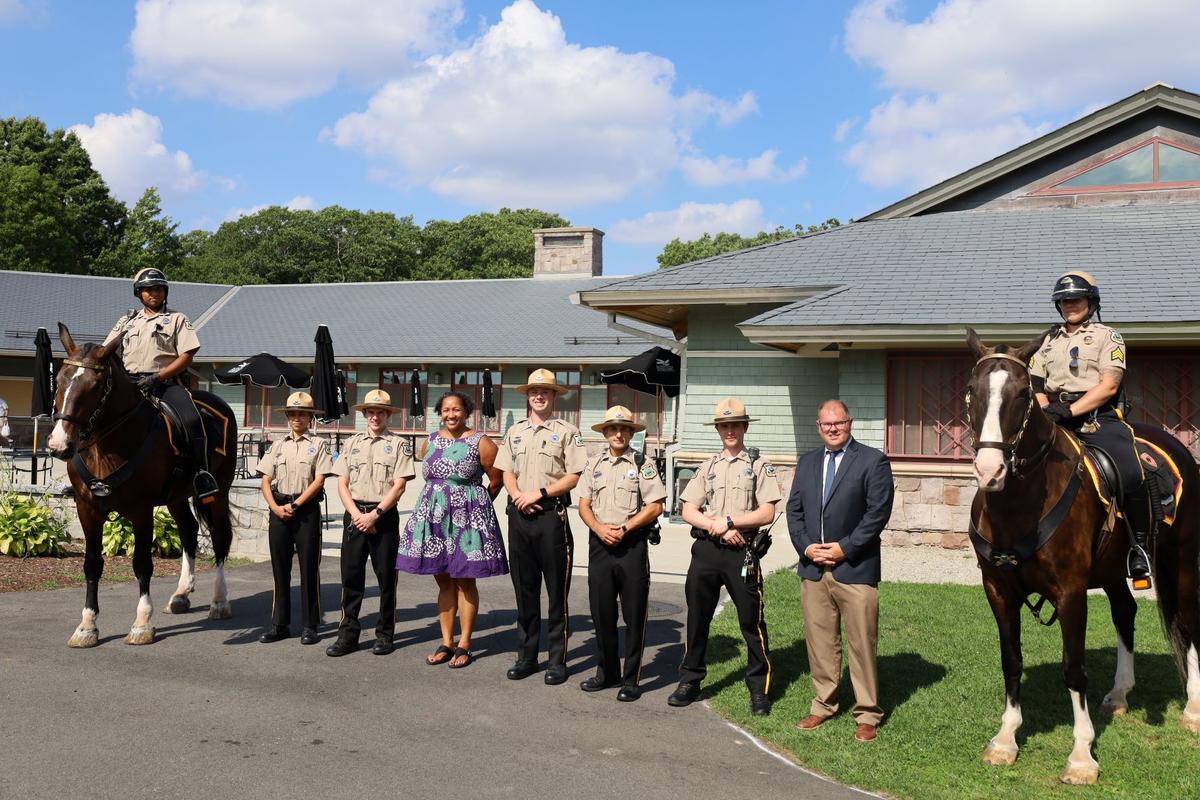 2022 Park Ranger Class with horses, Chief, and Commissioner