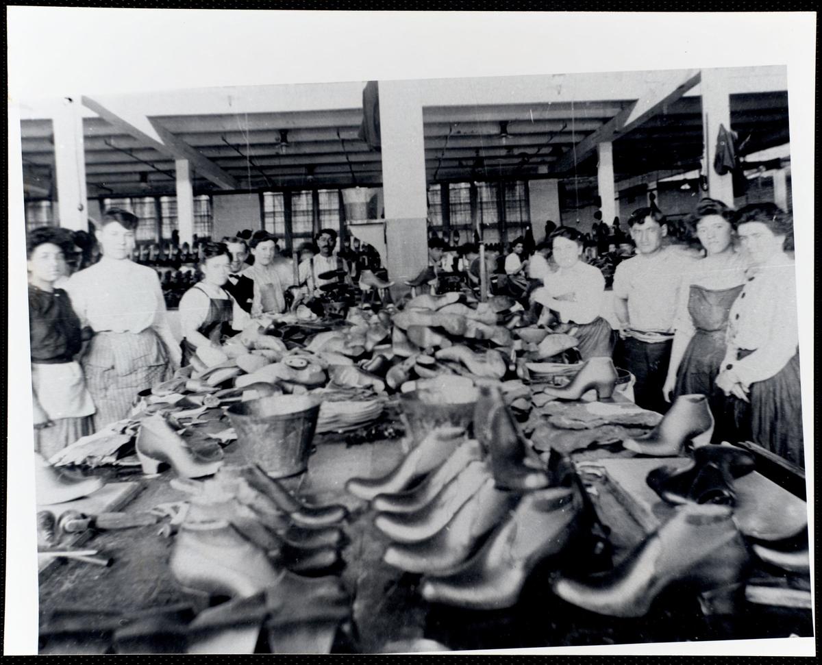  Shoe conveyer starting at Hood Rubber, circa 1900-1930, Watertown Public Library