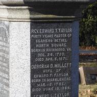 Close up of the monument for Rev. Taylor
